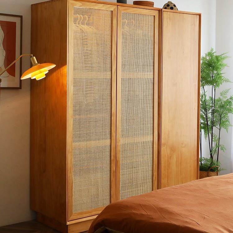 北欧实木衣柜家用卧室藤编双门大衣橱小户型简约原木落地储物柜,节庆用品/礼品,新娘配件,淘宝优惠券,粉丝福利购,淘宝优惠卷