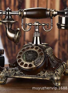 欧式复古电话机座仿机家用古电话机创意老MYZ-304式插转盘话电无