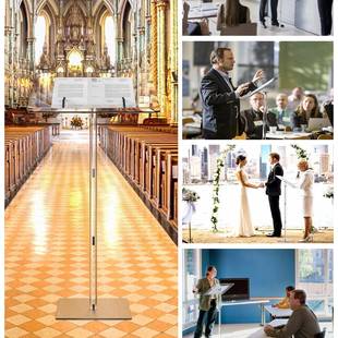 主庆台厂家直供亚克力立柱透明演讲台可调节542会议持婚司仪台