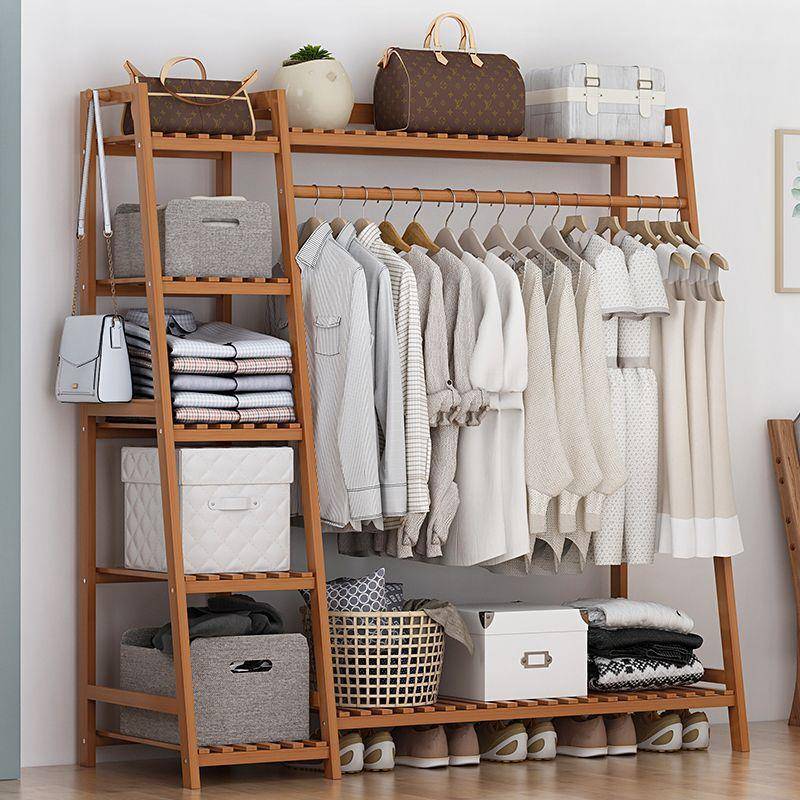 易房间简竹落地1用挂衣架子衣帽架收纳衣服置家物架立式衣柜卧室