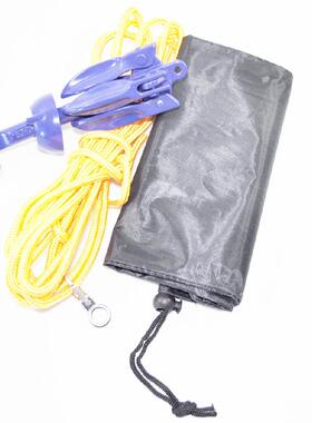 蓝色铝锚+黄色LII丙纶弹绳子+袋+不五锈钢簧钩套装船子用金配件