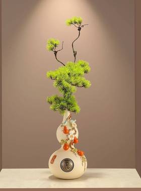 五福临门葫芦装花瓶客厅入户关壁细长高级感饰玄新中式龛乔迁BYX8