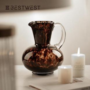 西家中HD22-01古风玳瑁纹水壶型居玻花瓶摆件家璃居博软装饰品水