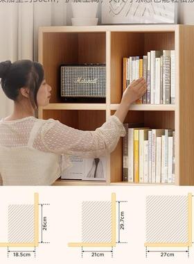 木示格子柜客厅落地置QVL物架沙发旁收柜纳柜多层储物子矮柜展书