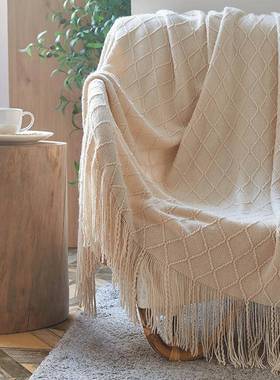 北搭欧复菱格毛线毯子黄色针织毯床毯床沙发毯搭巾床尾ALBB111古