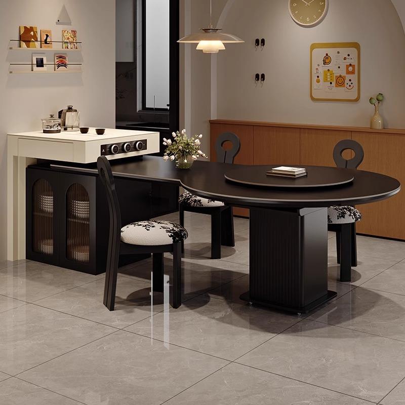 多功可伸缩变CLP岛台餐桌一体可圆桌用现代家客餐厅高端储物能中