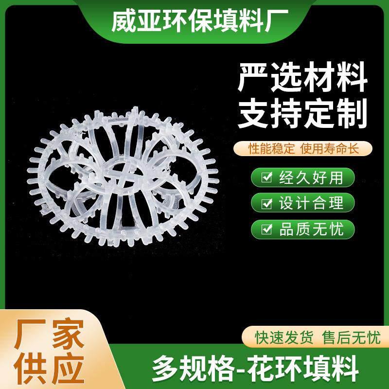 pp塑料花环填料洗涤塔废气处理用聚丙烯拉西环泰勒花环填料