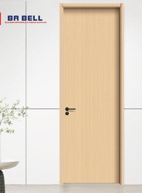 黄色拉丝纹轻奢生态卧室房间防潮碳晶木门密度板复合无免漆工程门