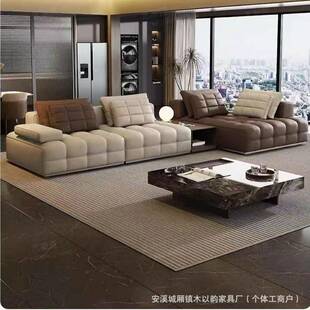 轻奢高级劳伦斯真皮沙发现代客厅意式极简设计师大平层高级感沙发
