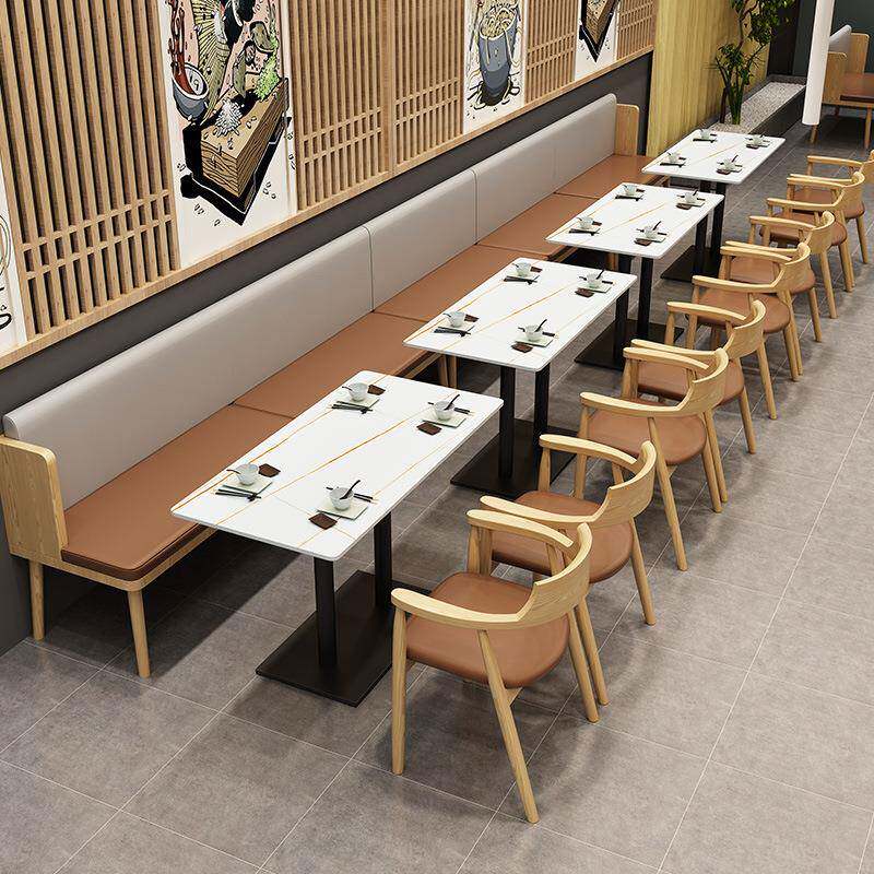 主题餐厅靠墙实木卡座沙发日料饭店中式餐饮西餐厅火锅店桌椅组合