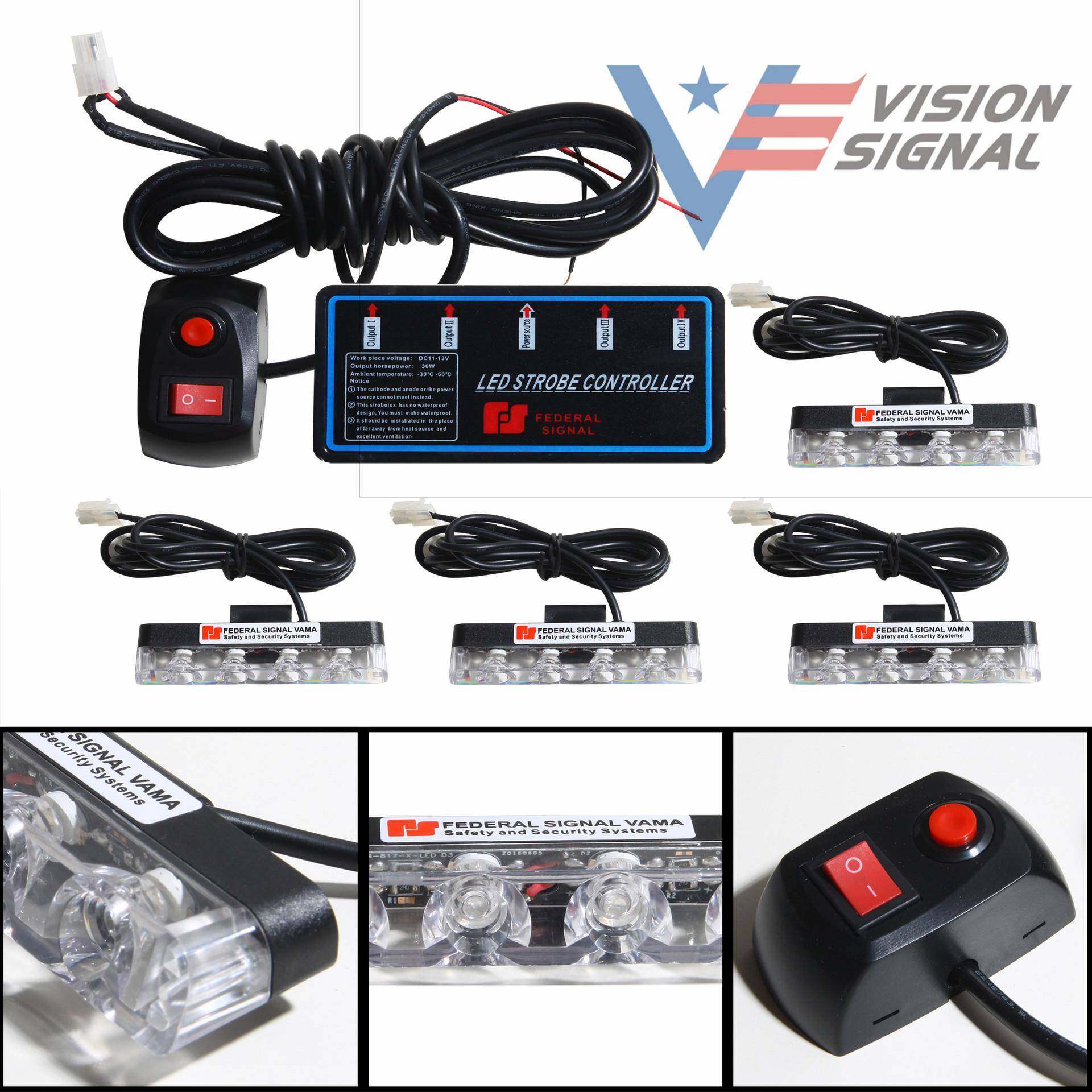 16LED爆闪灯汽车一拖四超薄中网爆闪灯警示灯中网夹子灯