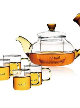 GUOZI果兹纳兰琉璃花草茶套装GZ-S15壶300ml+杯80ml*4