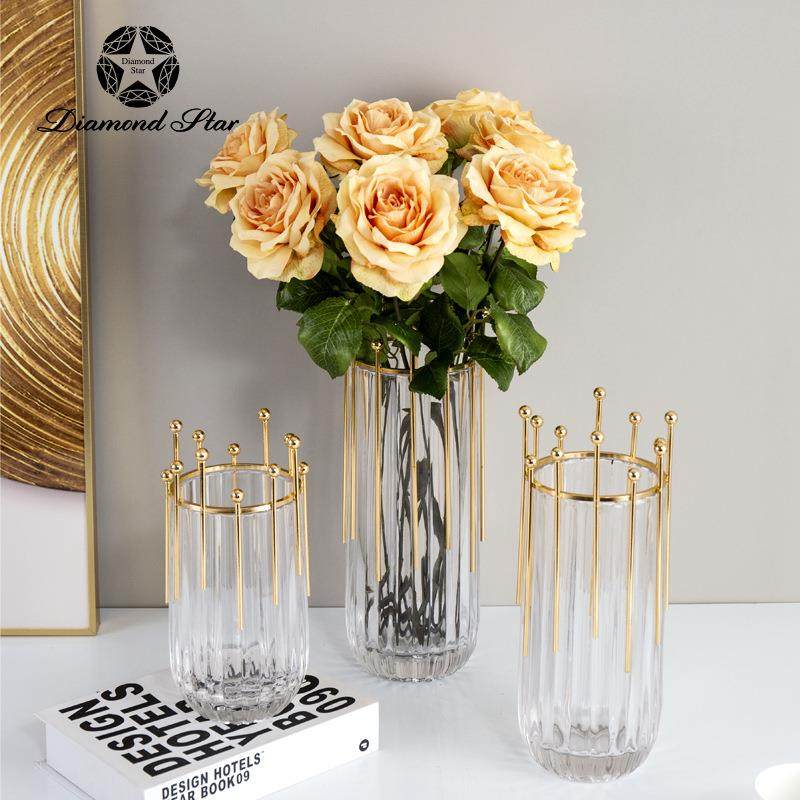 钻石星玻璃花瓶创意带金属架客厅餐桌样板间插花家居软装摆件花瓶,机械设备,其他机械设备,淘宝优惠券,粉丝福利购,淘宝优惠卷