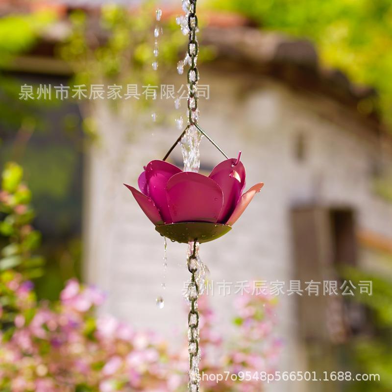 别墅玫瑰花雨链美风屋檐排水链雨水链民宿庭院导水链天沟引水槽