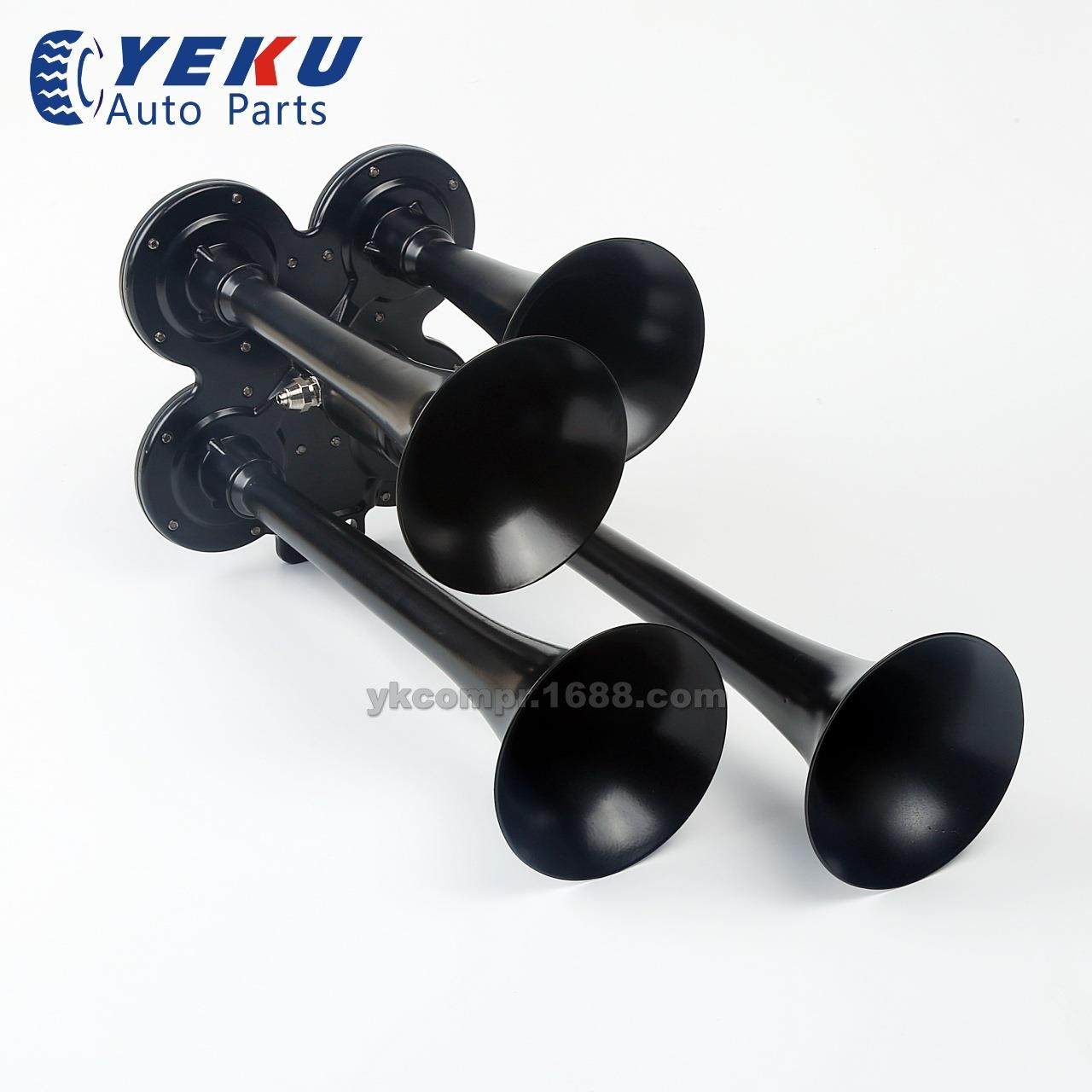 汽车改装喇叭12V150DB黑色四管电控气喇叭卡车货车越野车火车改装