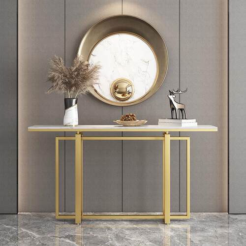 北欧大理石玄关桌玄关台条案进门现代简约玄关柜铁艺架门厅端景台