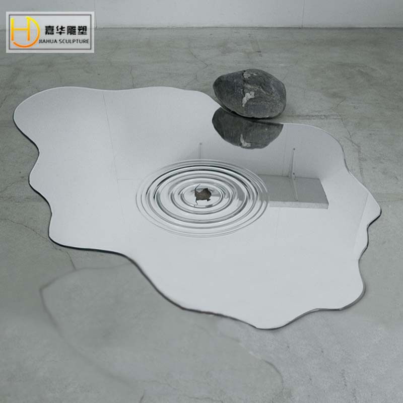 景观不锈钢水滴雕塑售楼处户外园林户外水景水波纹摆件美陈装饰品
