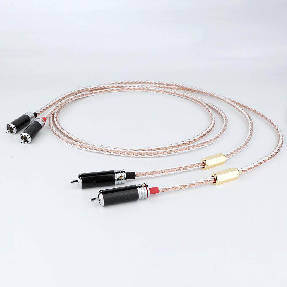 黑碳纤1对高品质Hifi音频纯铜音频电缆RCA互连电缆RCA连接器插头