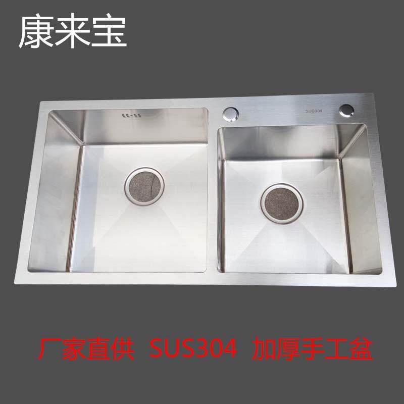 304纯手工水槽家用加厚厨房双盆不锈钢洗菜池洗碗盆
