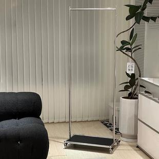 中古衣帽架简约不锈钢轻奢可移动衣服落地式挂衣架隔夜创意收纳架