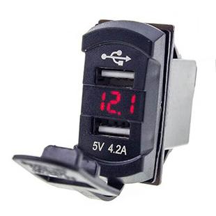 预留孔位装新款双USB带电压表开关式双USB带电压3位数显4.2A