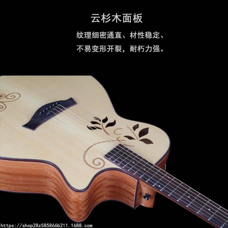 工厂40寸纯手工琴英格曼云杉沙比利民谣吉他guitar来样制作