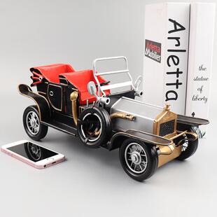 仿真劳斯莱斯银色鬼魅敞篷老爷车模型铁艺怀旧客厅橱窗柜装饰摆件