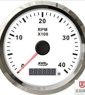 KUS仪表转速表4000rpm12/24V柴油发动机用白色/黑色