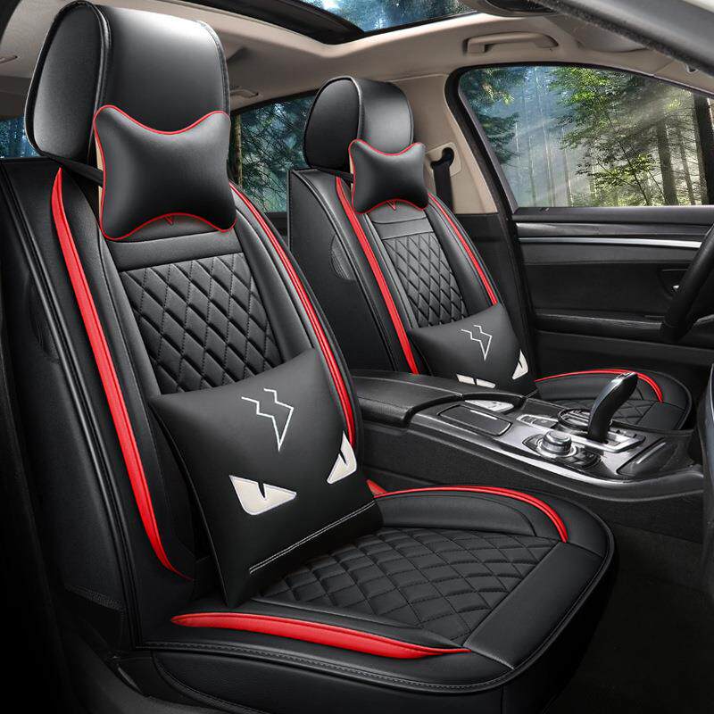 适用于汽车座套起亚K3K2K5智索兰托全包恶魔全皮菱格卡通汽车坐垫