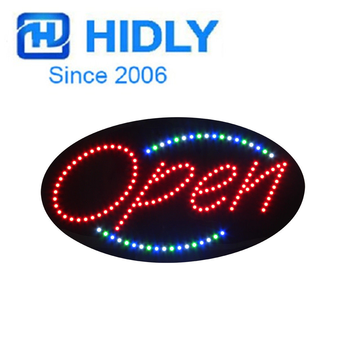LED招牌椭圆形OPENSIGN招牌LED炫彩灯箱open营业中发光字灯箱