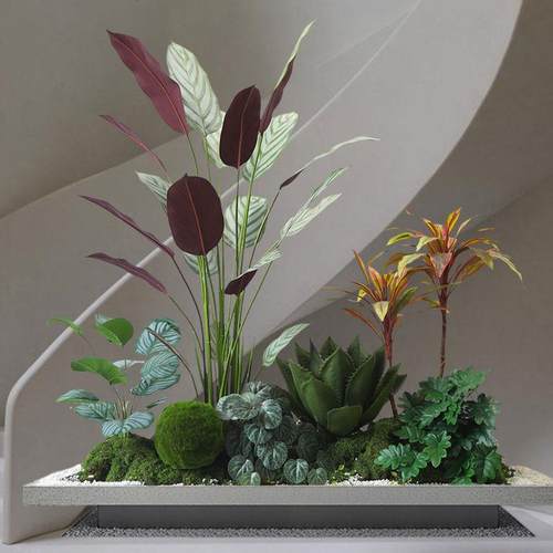 大型仿真绿植摆件室内楼梯下造景假植物盆栽假树仿真树景观装饰