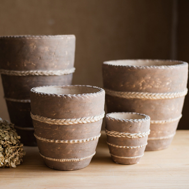 塔沙红陶粗陶花盆花瓶花器复古欧式装饰摆件手工艺术泥瓦盆大陶瓷