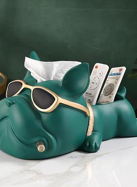 轻奢北欧盒纸巾盒客茶厅抽纸遥爱控器收纳家用几餐桌高档可狗TB65