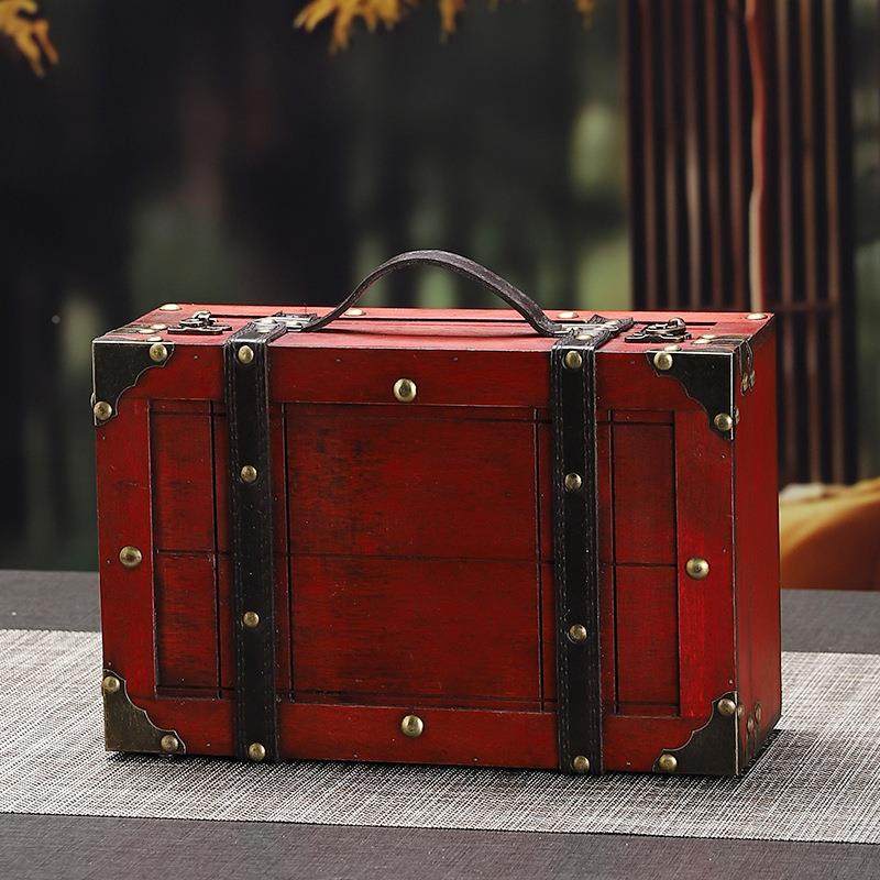 复木古360质厚手提箱加储物盒装饰摆件拍摄道具密室脱杂物收纳逃