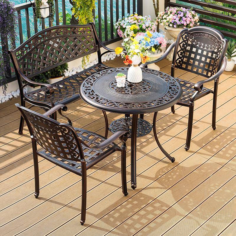 户休外铝阳台铸桌椅室外露天花24422-1园闲庭院铁艺组合红铜色座