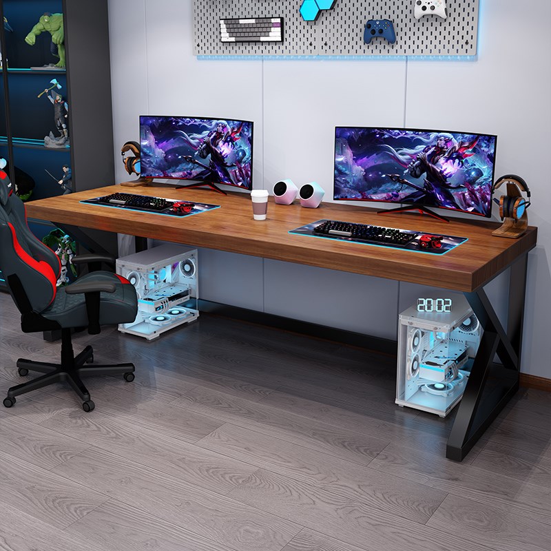 实木双人电脑桌台式家用s电竞桌简约卧室大板书桌工作台两人长桌