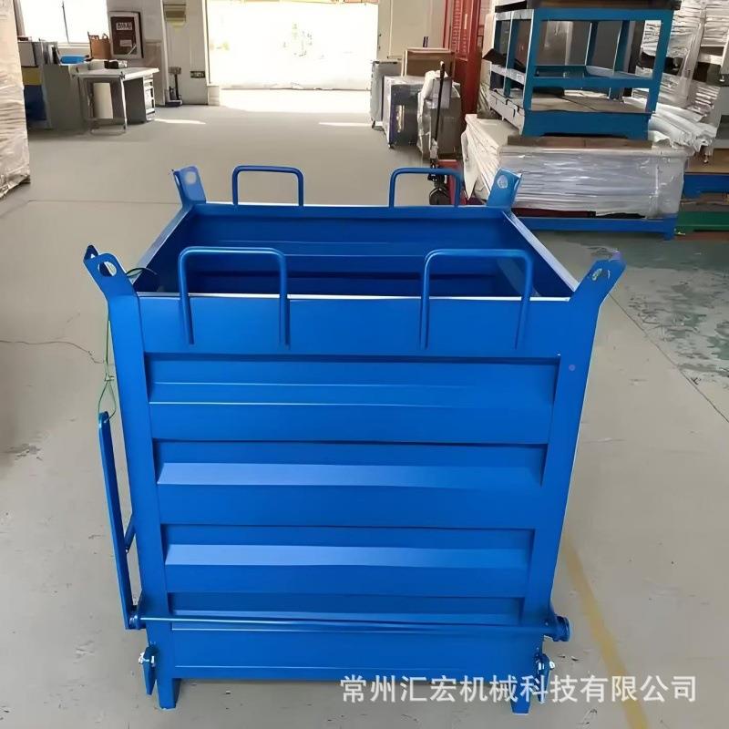 重型自卸口式废料箱工转箱车间废周料收集DME箱叉业车底部开倒料