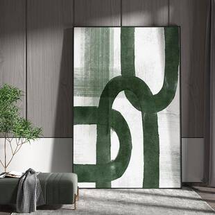 现代奢客竖厅关装饰画绿色抽玄象线条交错背景墙轻壁大幅版EM-153
