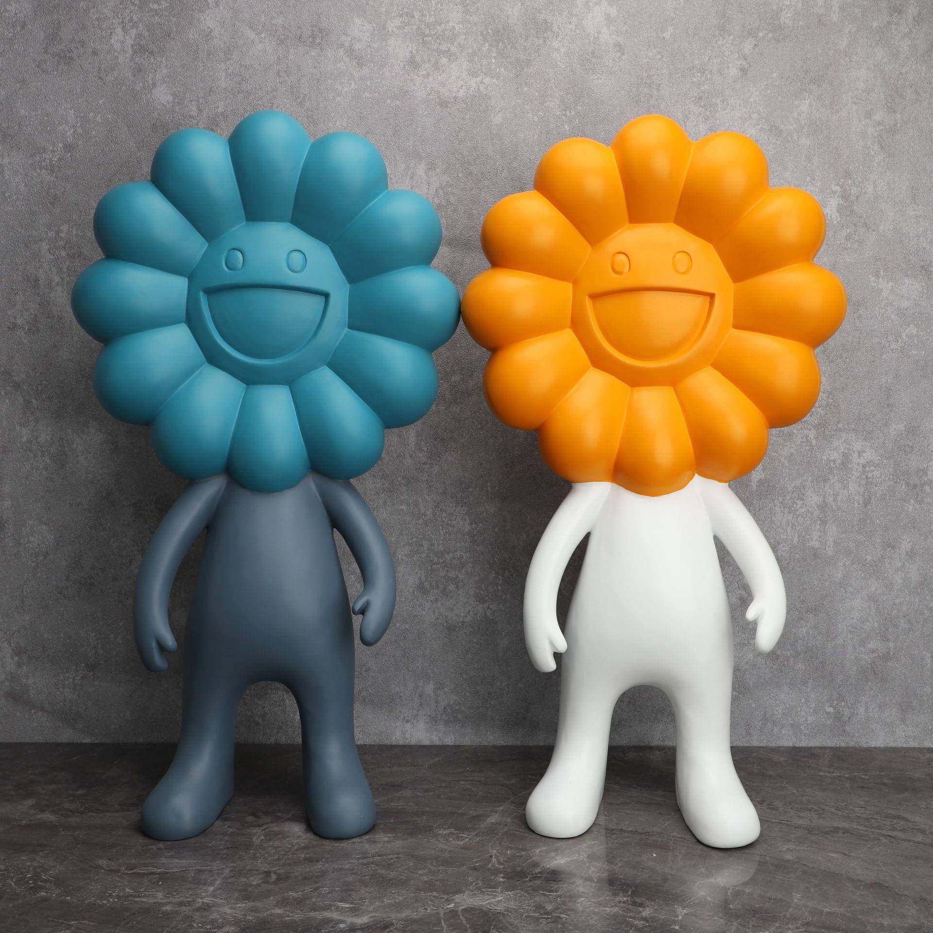 欧式创意树脂葵花笑脸人雕塑样板房家居书房桌面客厅软饰品摆件,收纳整理,烫衣板及配件,淘宝优惠券,粉丝福利购,淘宝优惠卷