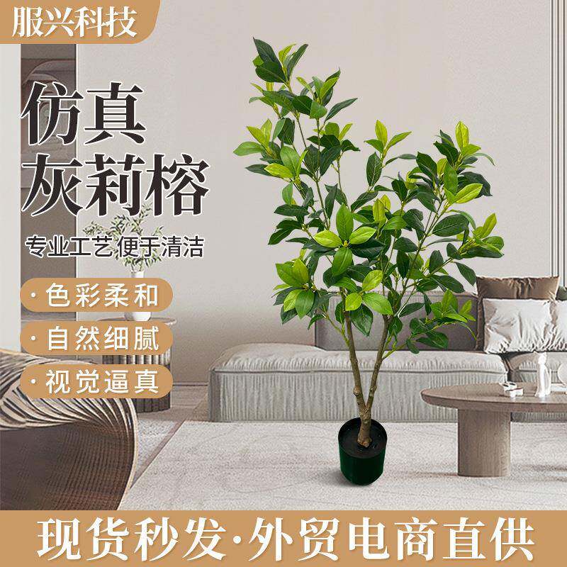 仿真绿植灰莉榕饰品客厅摆件婚庆装饰网红家居办公室内假花盆栽