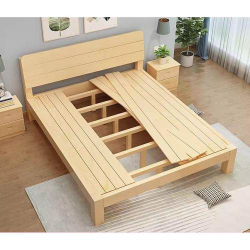 实木床1米2/35/5成人单人床一米宽1.2新中式木床1.35米简易昌嘉勤