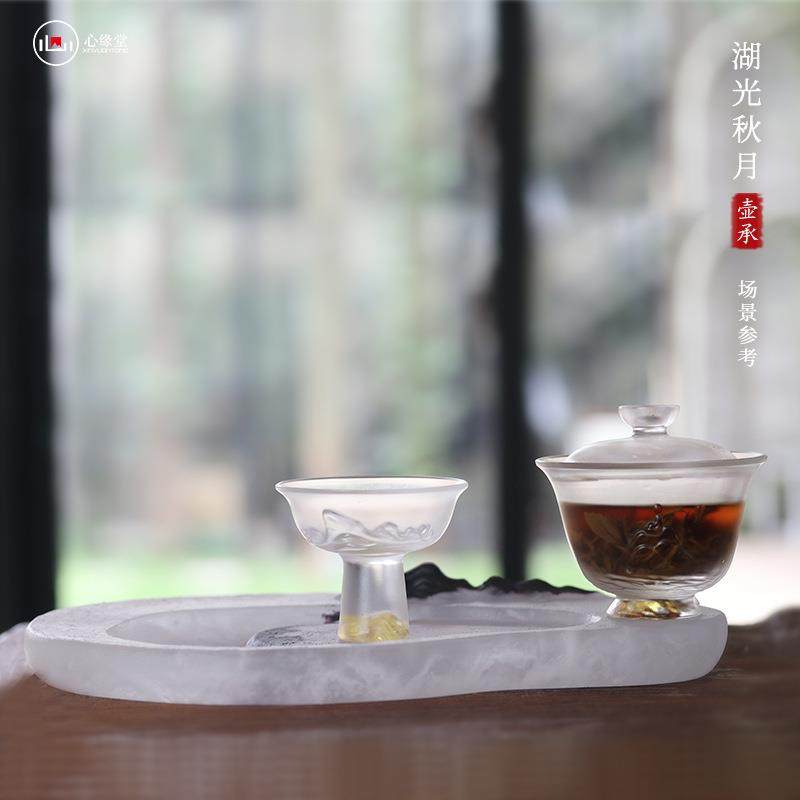 心缘堂琉璃干泡茶盘琉璃壶承冰冻烧古法脱蜡托盘日式茶具壶垫,收纳整理,烫衣板及配件,淘宝优惠券,粉丝福利购,淘宝优惠卷