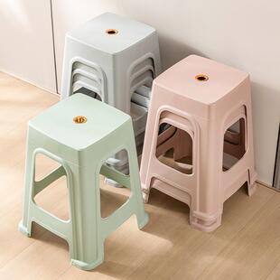 加厚塑料凳子家用客厅餐桌高板凳成人方凳可叠放胶登子餐厅备用厂