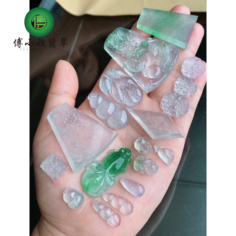 翡翠高品质木那料福豆树叶雪花棉批发小精品无事牌冰绿关公龙牌