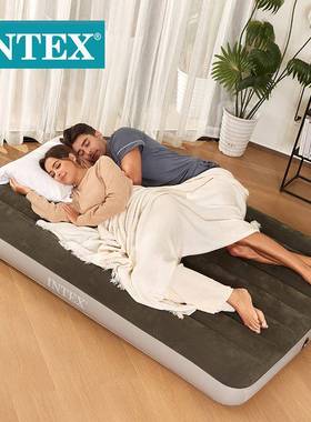 INTEX64106-64107-64108-64109绿色植绒线拉充气床垫气垫床