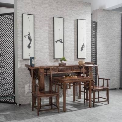 实木仿古农村中堂四六件套中式堂屋供桌八仙桌榆木条案太师椅供奉