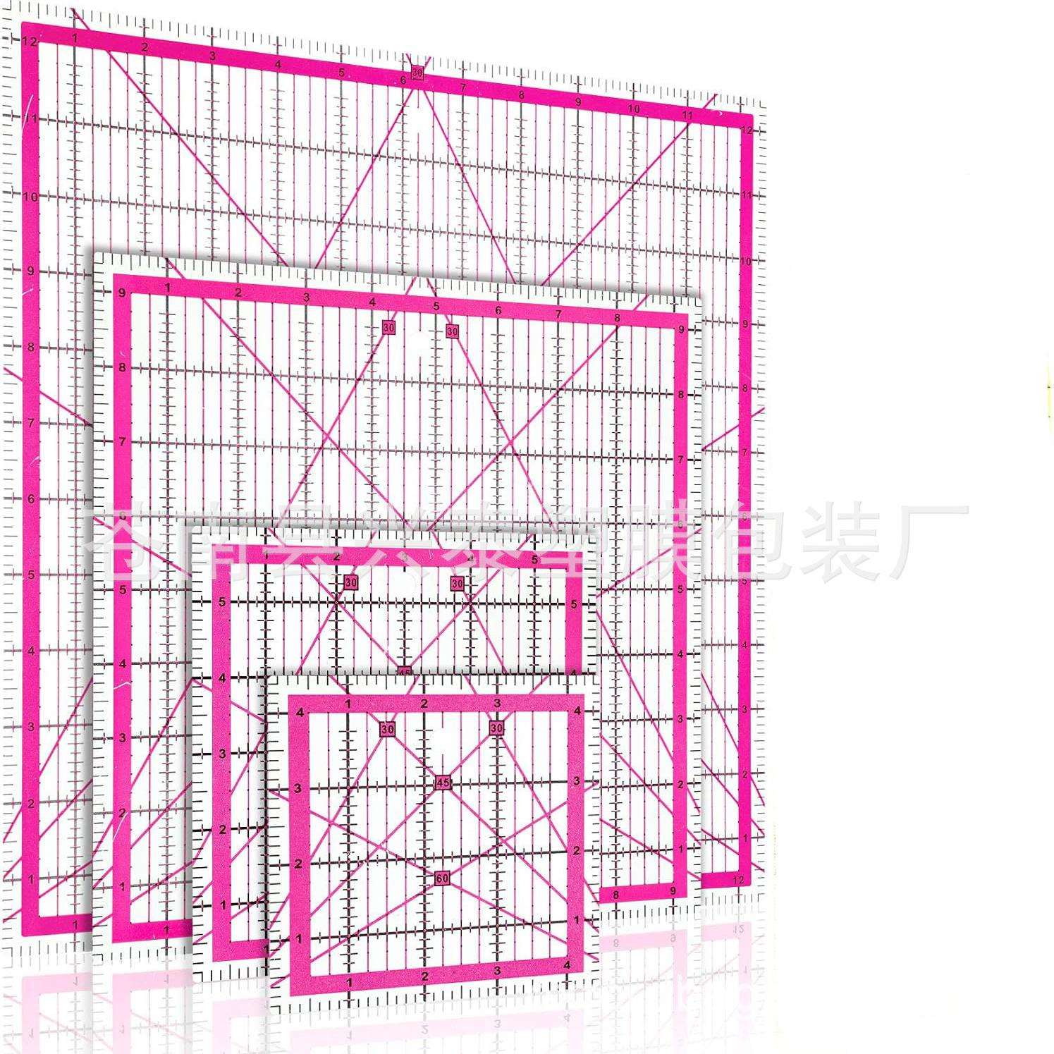 4 方尺绗缝模板亚克力裁剪拼布尺厂家直销粉色黄蓝色四色现货供应