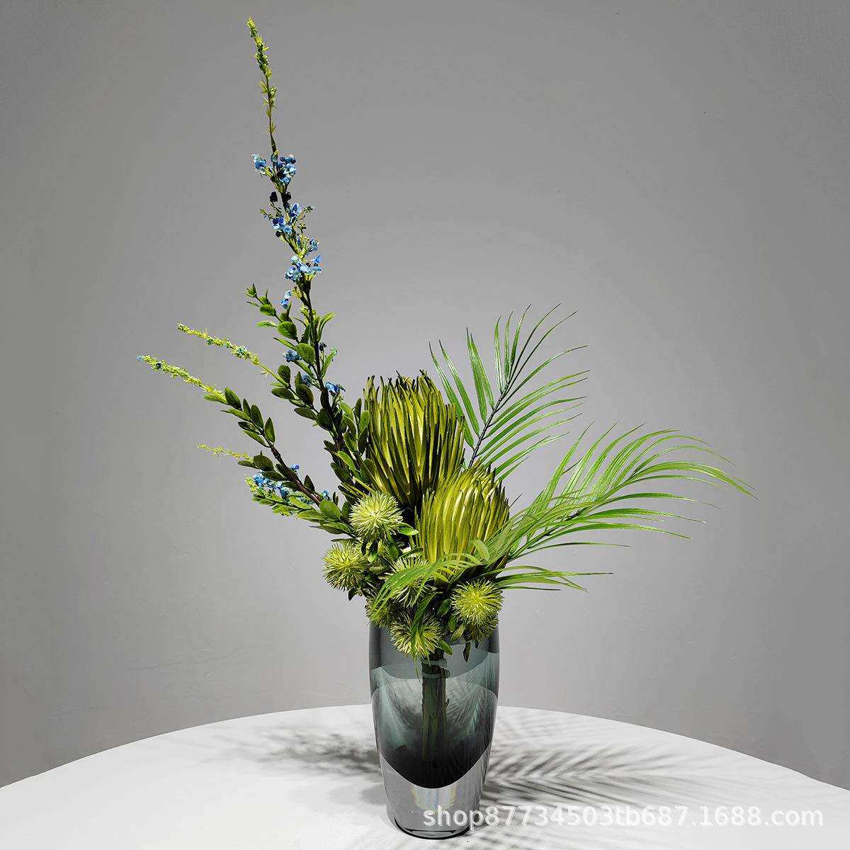 现代轻奢玻璃花瓶仿真花艺插花器样板间客厅茶几餐桌假花装饰摆件
