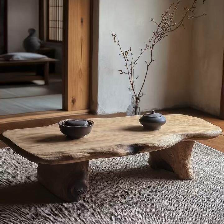 风实木茶几自然随型原木茶桌民宿酒店家用茶台设计师小户型桌