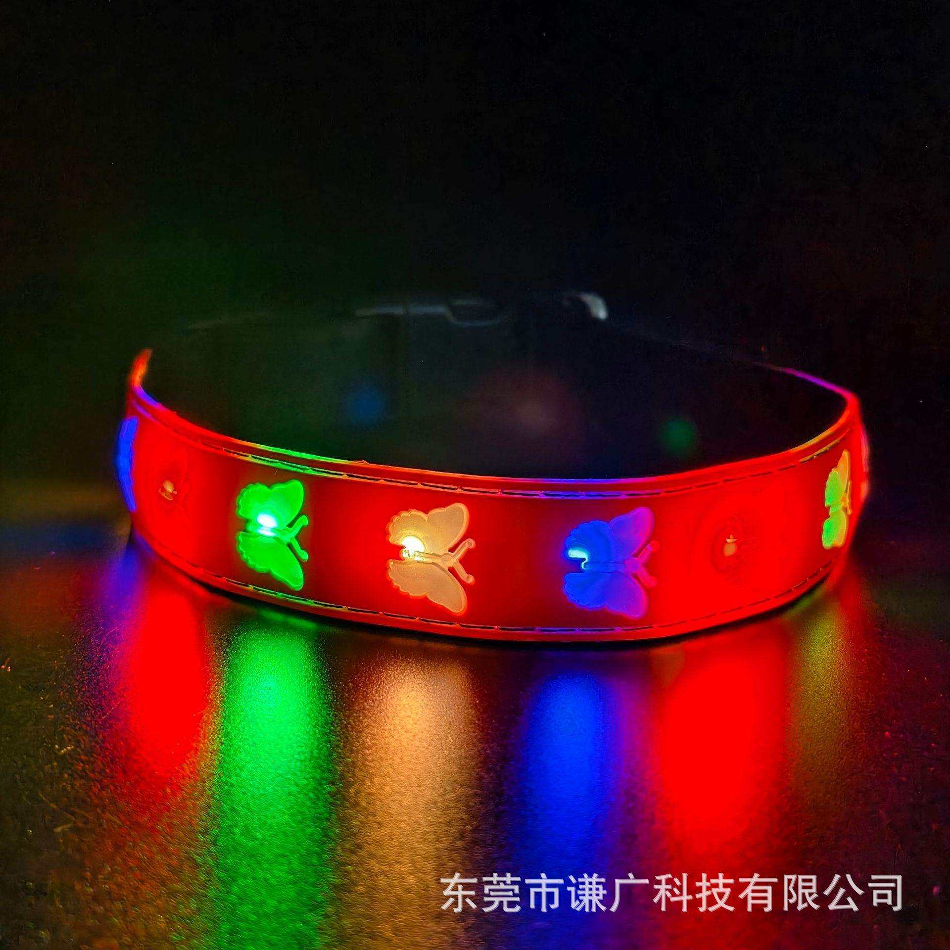 2024新款 3d蝴蝶宠物项圈2.0 LED可充电发光狗项圈